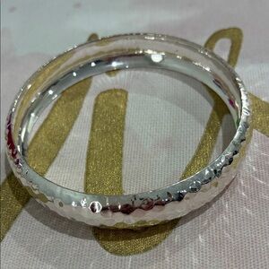 Silver Hammered Bangle Bracelet - Women's Jewelry